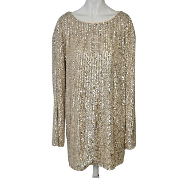 Revolve Lovers + Friends Coco Tunic Allover Sequin Dress, Silver, Oversize, XS - Picture 1 of 8